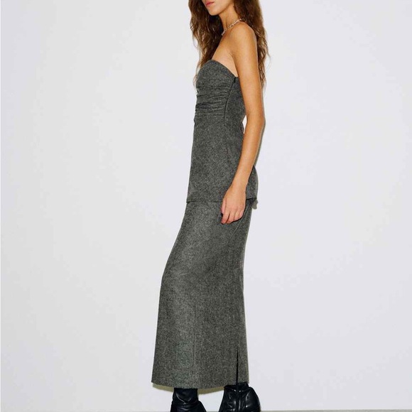 Reformation Strapless Gray Maxi Dress - Picture 4 of 7